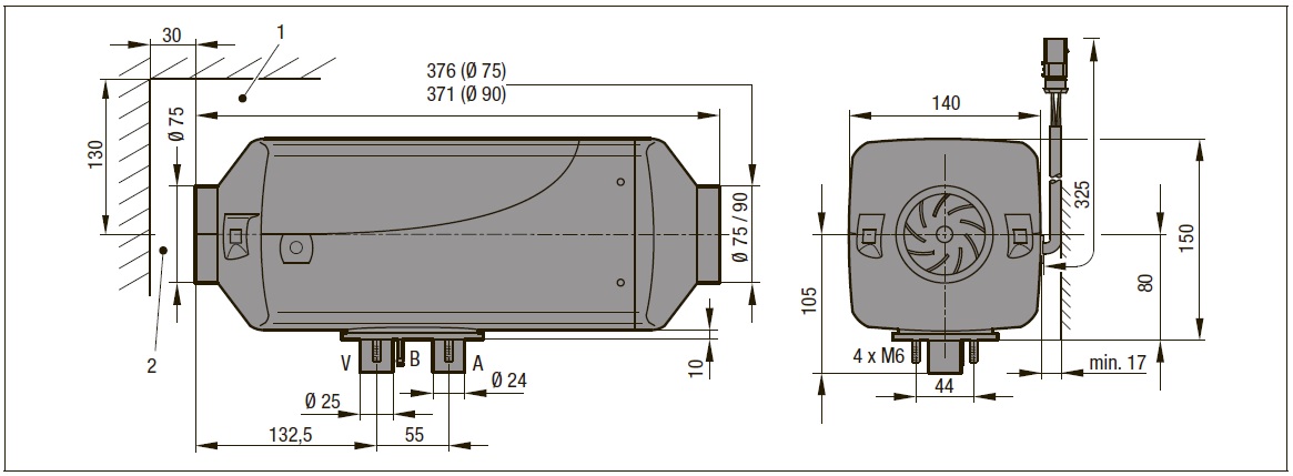 габариты eberspcher airtronic m2 d4l