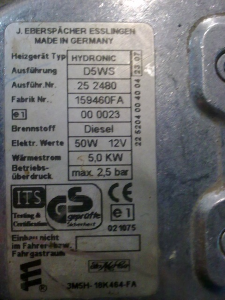 Блок управления Hydronic D5WS 12V, Ford Focus/Kuga 252480 купить в Волгограде